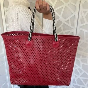 Sacada Large Leather Tote Red made in Brazil